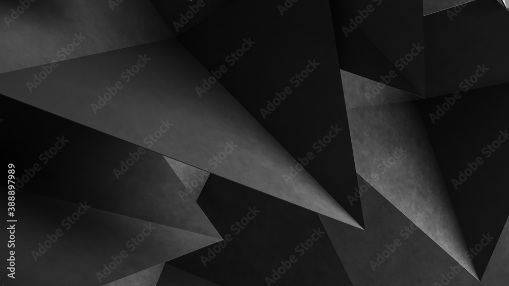 Wall mural abstract gray geometric shapes of triangles. concrete background. 3d rendering