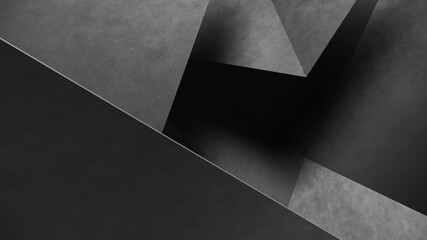 Abstract gray geometric shapes of triangles. Concrete background. 3d Rendering