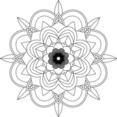 Easy Mandala coloring book simple and basic for beginners, seniors and children. Set of Mehndi flower pattern for Henna drawing and tattoo. Decoration in ethnic oriental, Indian style.