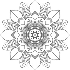 Easy Mandala coloring book simple and basic for beginners, seniors and children. Set of Mehndi flower pattern for Henna drawing and tattoo. Decoration in ethnic oriental, Indian style.