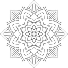 Easy Mandala coloring book simple and basic for beginners, seniors and children. Set of Mehndi flower pattern for Henna drawing and tattoo. Decoration in ethnic oriental, Indian style.