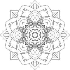 Easy Mandala coloring book simple and basic for beginners, seniors and children. Set of Mehndi flower pattern for Henna drawing and tattoo. Decoration in ethnic oriental, Indian style.
