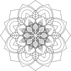 Easy Mandala coloring book simple and basic for beginners, seniors and children. Set of Mehndi flower pattern for Henna drawing and tattoo. Decoration in ethnic oriental, Indian style.