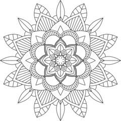 Easy Mandala coloring book simple and basic for beginners, seniors and children. Set of Mehndi flower pattern for Henna drawing and tattoo. Decoration in ethnic oriental, Indian style.