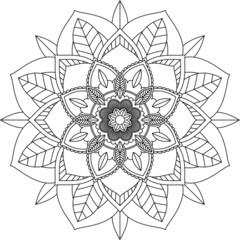 Easy Mandala coloring book simple and basic for beginners, seniors and children. Set of Mehndi flower pattern for Henna drawing and tattoo. Decoration in ethnic oriental, Indian style.