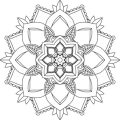 Obraz premium Easy Mandala coloring book simple and basic for beginners, seniors and children. Set of Mehndi flower pattern for Henna drawing and tattoo. Decoration in ethnic oriental, Indian style.