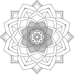 Easy Mandala coloring book simple and basic for beginners, seniors and children. Set of Mehndi flower pattern for Henna drawing and tattoo. Decoration in ethnic oriental, Indian style.