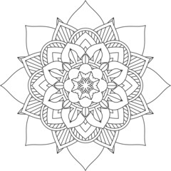 Easy Mandala coloring book simple and basic for beginners, seniors and children. Set of Mehndi flower pattern for Henna drawing and tattoo. Decoration in ethnic oriental, Indian style.