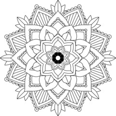 Easy Mandala coloring book simple and basic for beginners, seniors and children. Set of Mehndi flower pattern for Henna drawing and tattoo. Decoration in ethnic oriental, Indian style.