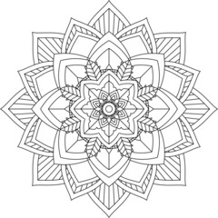 Fototapeta premium Easy Mandala coloring book simple and basic for beginners, seniors and children. Set of Mehndi flower pattern for Henna drawing and tattoo. Decoration in ethnic oriental, Indian style.