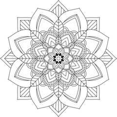 Easy Mandala coloring book simple and basic for beginners, seniors and children. Set of Mehndi flower pattern for Henna drawing and tattoo. Decoration in ethnic oriental, Indian style.