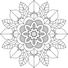 Easy Mandala coloring book simple and basic for beginners, seniors and children. Set of Mehndi flower pattern for Henna drawing and tattoo. Decoration in ethnic oriental, Indian style.