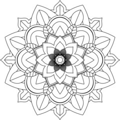 Easy Mandala coloring book simple and basic for beginners, seniors and children. Set of Mehndi flower pattern for Henna drawing and tattoo. Decoration in ethnic oriental, Indian style.