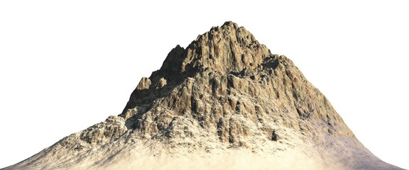 Snowy mountains Isolate on white background 3d illustration