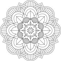 Easy Mandala coloring book simple and basic for beginners, seniors and children. Set of Mehndi flower pattern for Henna drawing and tattoo. Decoration in ethnic oriental, Indian style.