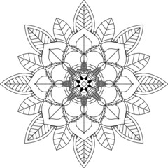 Easy Mandala coloring book simple and basic for beginners, seniors and children. Set of Mehndi flower pattern for Henna drawing and tattoo. Decoration in ethnic oriental, Indian style.