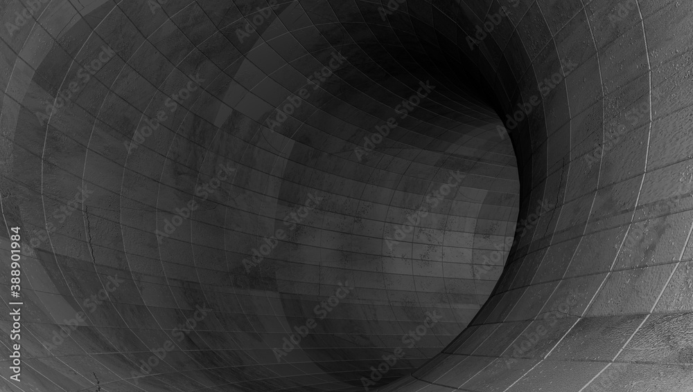 Wall mural abstract modern architecture. gray concrete background. geometric tunnel. 3d rendering.