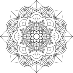 Easy Mandala coloring book simple and basic for beginners, seniors and children. Set of Mehndi flower pattern for Henna drawing and tattoo. Decoration in ethnic oriental, Indian style.