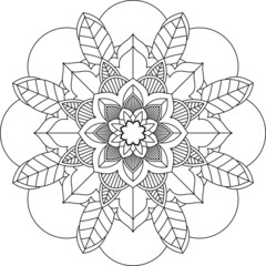 Easy Mandala coloring book simple and basic for beginners, seniors and children. Set of Mehndi flower pattern for Henna drawing and tattoo. Decoration in ethnic oriental, Indian style.