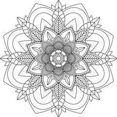 Easy Mandala coloring book simple and basic for beginners, seniors and children. Set of Mehndi flower pattern for Henna drawing and tattoo. Decoration in ethnic oriental, Indian style.