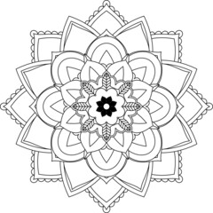 Easy Mandala coloring book simple and basic for beginners, seniors and children. Set of Mehndi flower pattern for Henna drawing and tattoo. Decoration in ethnic oriental, Indian style.