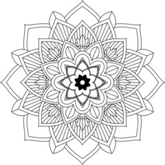 Easy Mandala coloring book simple and basic for beginners, seniors and children. Set of Mehndi flower pattern for Henna drawing and tattoo. Decoration in ethnic oriental, Indian style.