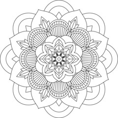Easy Mandala coloring book simple and basic for beginners, seniors and children. Set of Mehndi flower pattern for Henna drawing and tattoo. Decoration in ethnic oriental, Indian style.