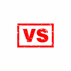 Abstract Red Grungy Vs Rubber Stamp Sign Illustration Vector, Versus Text Seal, Mark, Label Design Template