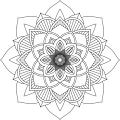 Easy Mandala coloring book simple and basic for beginners, seniors and children. Set of Mehndi flower pattern for Henna drawing and tattoo. Decoration in ethnic oriental, Indian style.