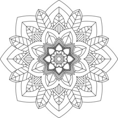 Easy Mandala coloring book simple and basic for beginners, seniors and children. Set of Mehndi flower pattern for Henna drawing and tattoo. Decoration in ethnic oriental, Indian style.