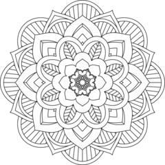 Easy Mandala coloring book simple and basic for beginners, seniors and children. Set of Mehndi flower pattern for Henna drawing and tattoo. Decoration in ethnic oriental, Indian style.