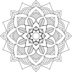 Easy Mandala coloring book simple and basic for beginners, seniors and children. Set of Mehndi flower pattern for Henna drawing and tattoo. Decoration in ethnic oriental, Indian style.