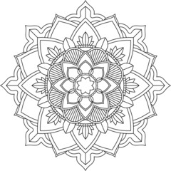 Easy Mandala coloring book simple and basic for beginners, seniors and children. Set of Mehndi flower pattern for Henna drawing and tattoo. Decoration in ethnic oriental, Indian style.