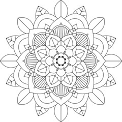 Easy Mandala coloring book simple and basic for beginners, seniors and children. Set of Mehndi flower pattern for Henna drawing and tattoo. Decoration in ethnic oriental, Indian style.
