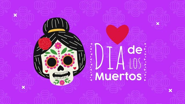 dia de los muertos celebration with katrina skull and heart