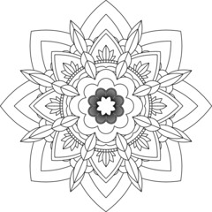Easy Mandala coloring book simple and basic for beginners, seniors and children. Set of Mehndi flower pattern for Henna drawing and tattoo. Decoration in ethnic oriental, Indian style.