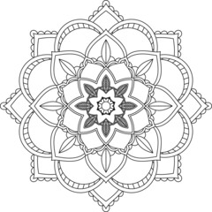 Easy Mandala coloring book simple and basic for beginners, seniors and children. Set of Mehndi flower pattern for Henna drawing and tattoo. Decoration in ethnic oriental, Indian style.