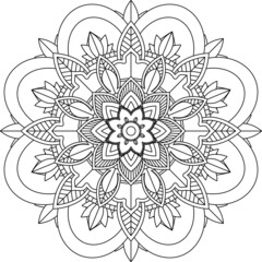 Easy Mandala coloring book simple and basic for beginners, seniors and children. Set of Mehndi flower pattern for Henna drawing and tattoo. Decoration in ethnic oriental, Indian style.