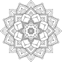 Easy Mandala coloring book simple and basic for beginners, seniors and children. Set of Mehndi flower pattern for Henna drawing and tattoo. Decoration in ethnic oriental, Indian style.