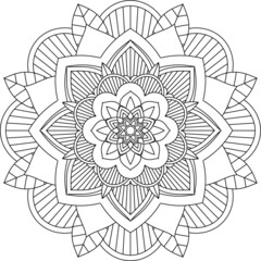Easy Mandala coloring book simple and basic for beginners, seniors and children. Set of Mehndi flower pattern for Henna drawing and tattoo. Decoration in ethnic oriental, Indian style.