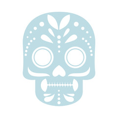 traditional mexican skull head flat style icon