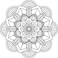 Easy Mandala coloring book simple and basic for beginners, seniors and children. Set of Mehndi flower pattern for Henna drawing and tattoo. Decoration in ethnic oriental, Indian style.