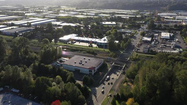 Aerial view of the East Valley commercial area in Tukwila, Orillia, Renton Washington
