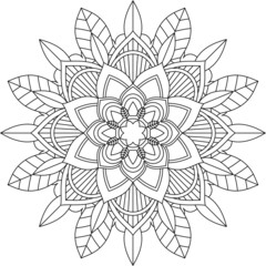 Easy Mandala coloring book simple and basic for beginners, seniors and children. Set of Mehndi flower pattern for Henna drawing and tattoo. Decoration in ethnic oriental, Indian style.