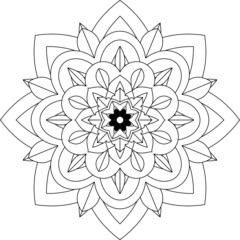 Easy Mandala coloring book simple and basic for beginners, seniors and children. Set of Mehndi flower pattern for Henna drawing and tattoo. Decoration in ethnic oriental, Indian style.