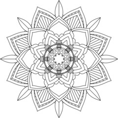 Easy Mandala coloring book simple and basic for beginners, seniors and children. Set of Mehndi flower pattern for Henna drawing and tattoo. Decoration in ethnic oriental, Indian style.