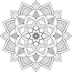 Easy Mandala coloring book simple and basic for beginners, seniors and children. Set of Mehndi flower pattern for Henna drawing and tattoo. Decoration in ethnic oriental, Indian style.