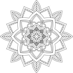 Easy Mandala coloring book simple and basic for beginners, seniors and children. Set of Mehndi flower pattern for Henna drawing and tattoo. Decoration in ethnic oriental, Indian style.