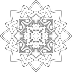 Easy Mandala coloring book simple and basic for beginners, seniors and children. Set of Mehndi flower pattern for Henna drawing and tattoo. Decoration in ethnic oriental, Indian style.