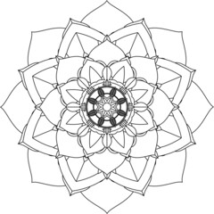 Easy Mandala coloring book simple and basic for beginners, seniors and children. Set of Mehndi flower pattern for Henna drawing and tattoo. Decoration in ethnic oriental, Indian style.